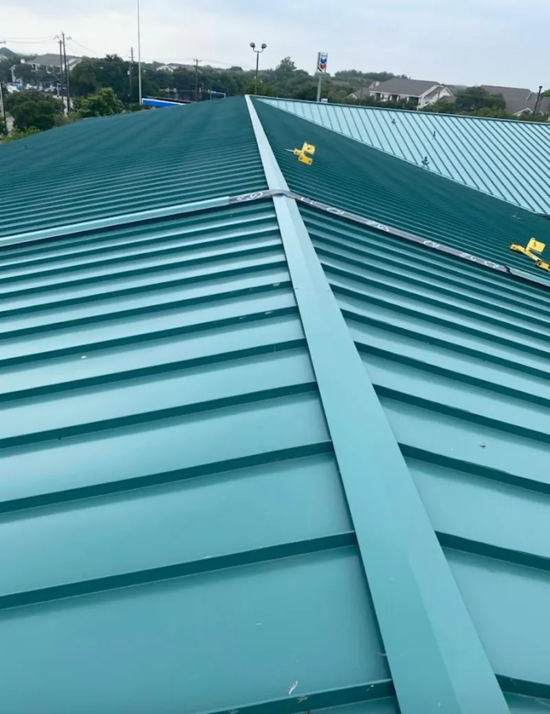 Green commercial metal roof ridge and valley for Metal Roof Repair in Charleston
